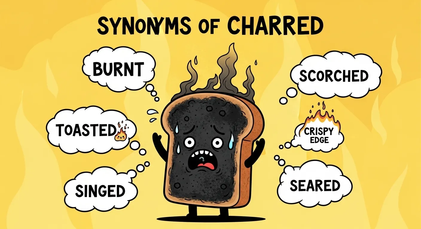 Charred Example Synonyms for Charred: 50 Powerful Words for Burned Surfaces