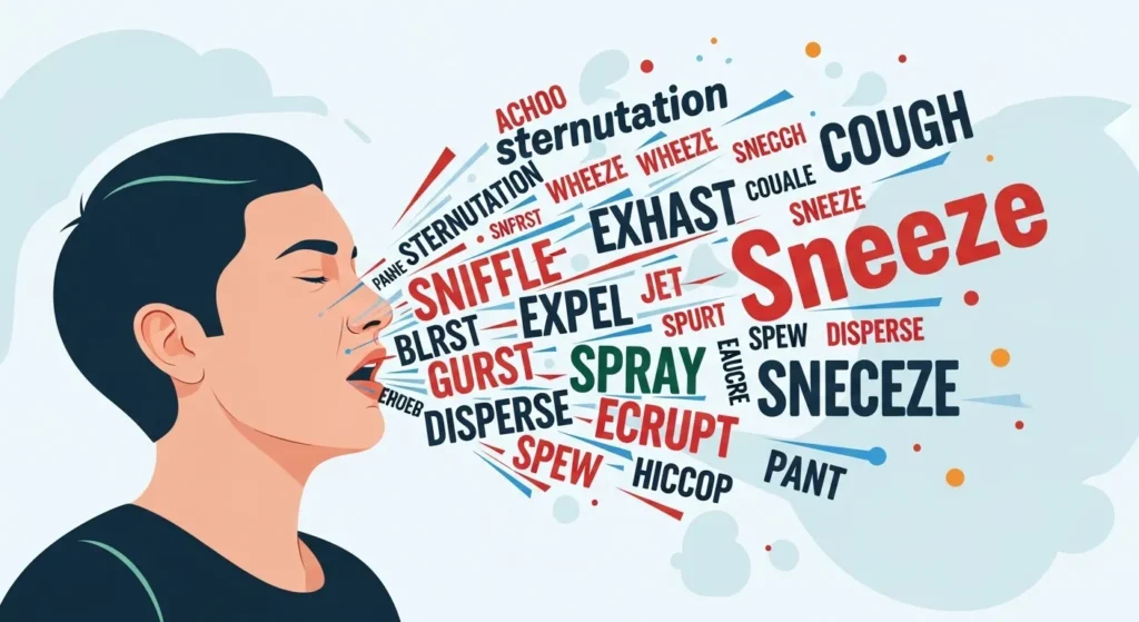 Synonyms for sneeze