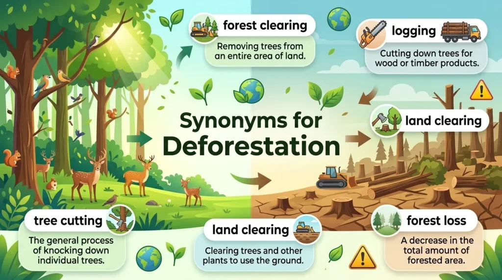 Synonyms for Deforestation