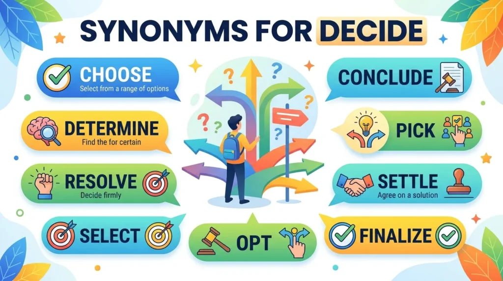 Synonyms for Decide