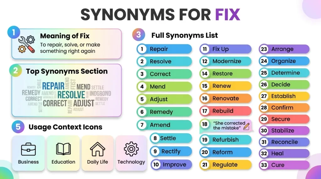 Synonyms for Fix