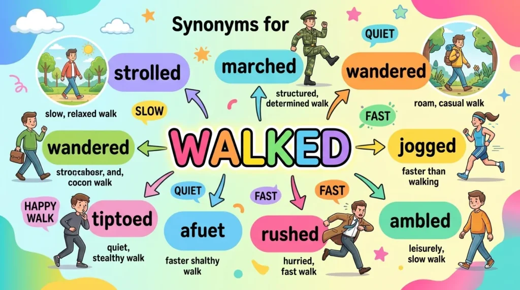 Synonyms for Walked