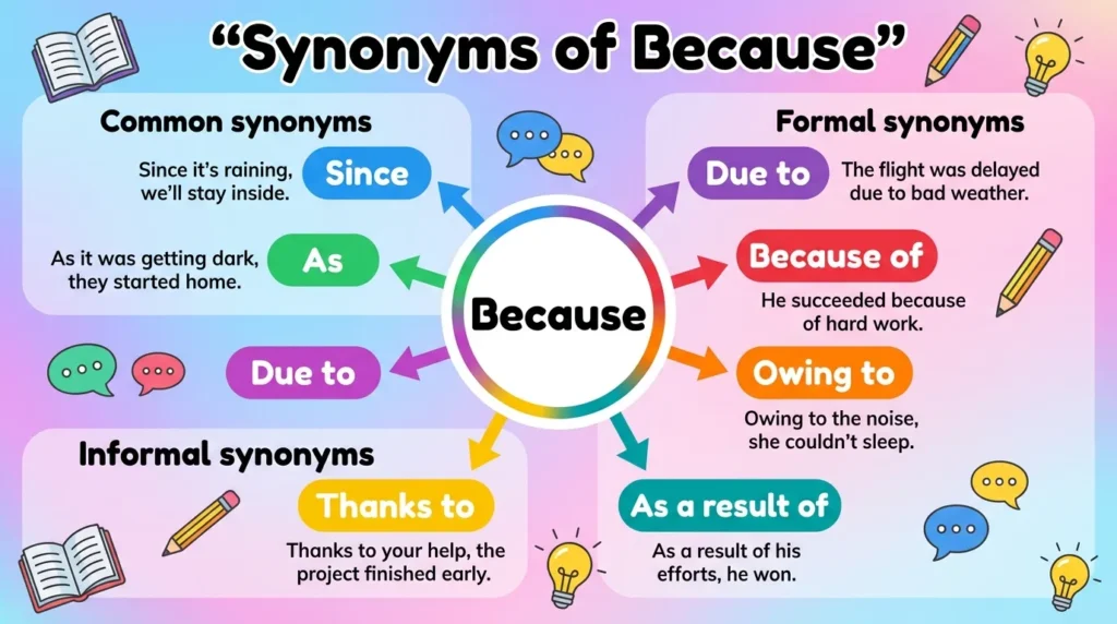 Synonyms of Because