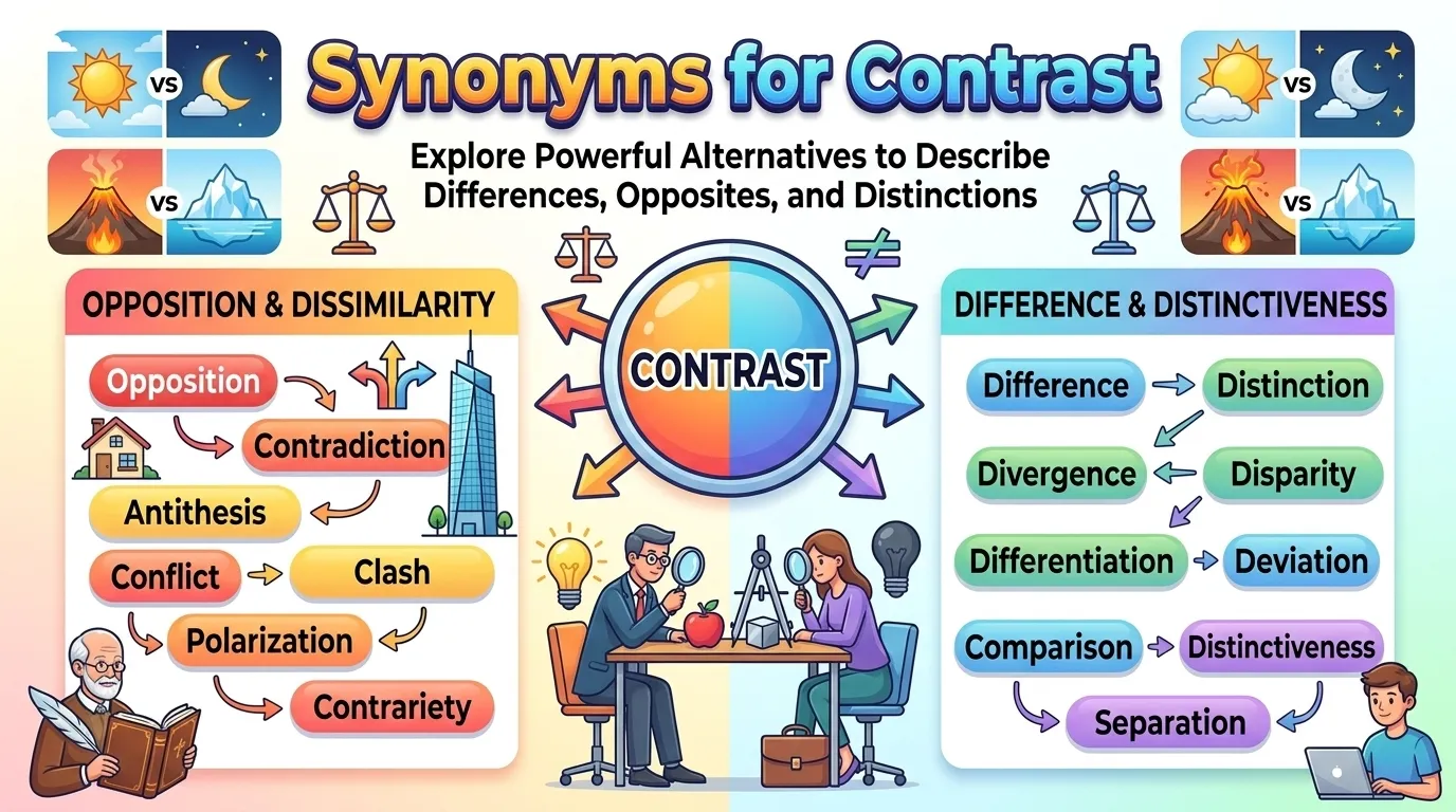 Crontrast Words Synonyms for Contrast: 40 Powerful Words for Clearer Comparisons