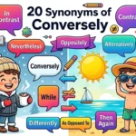 Synonyms of Conversely