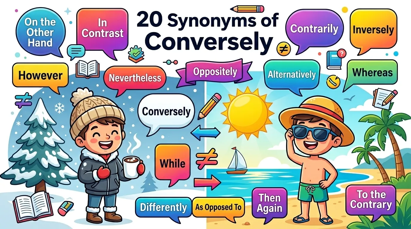 Synonyms of Conversely